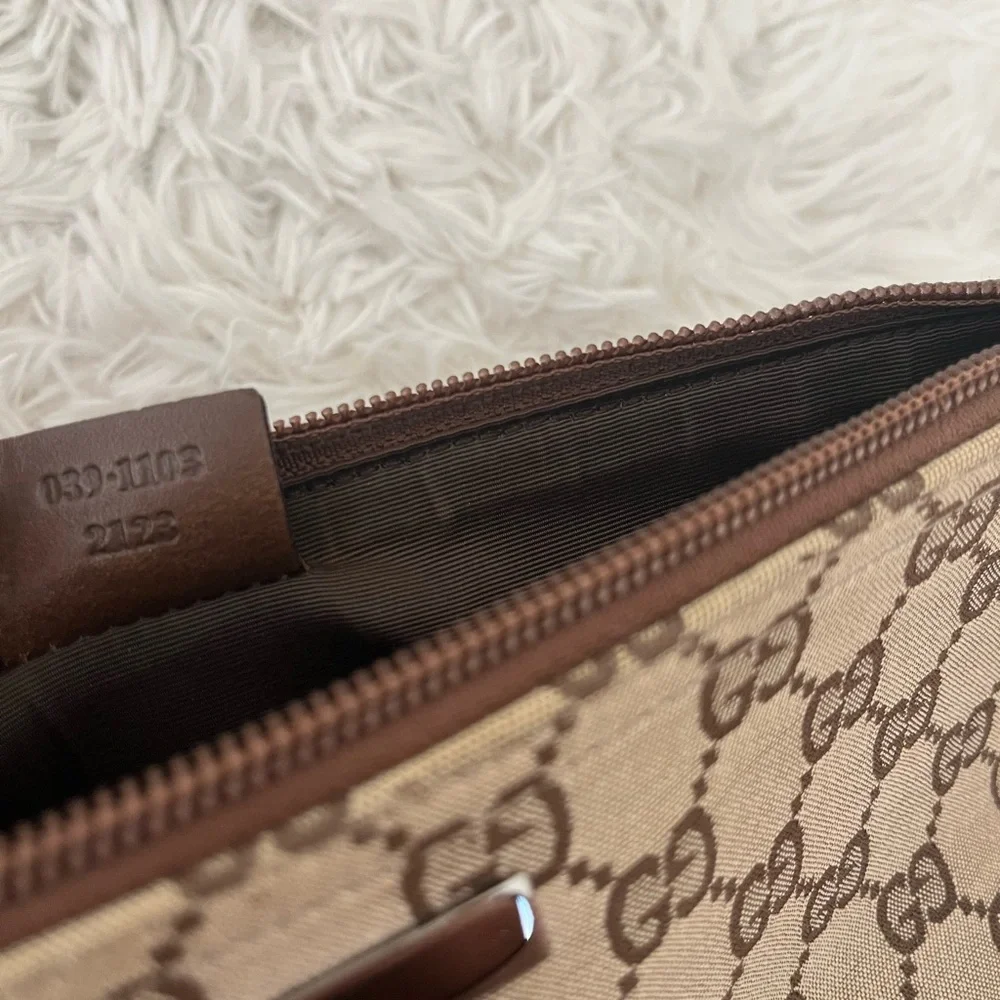 Gucci Beige Brown GG Canvas Clutch Wristlet